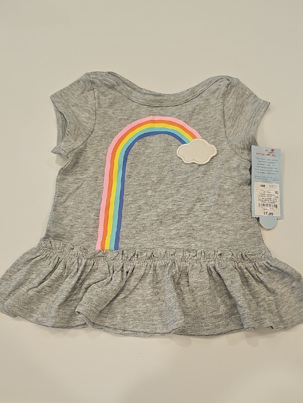 Cat & Jack Gray Short Sleeve Tee with Rainbow